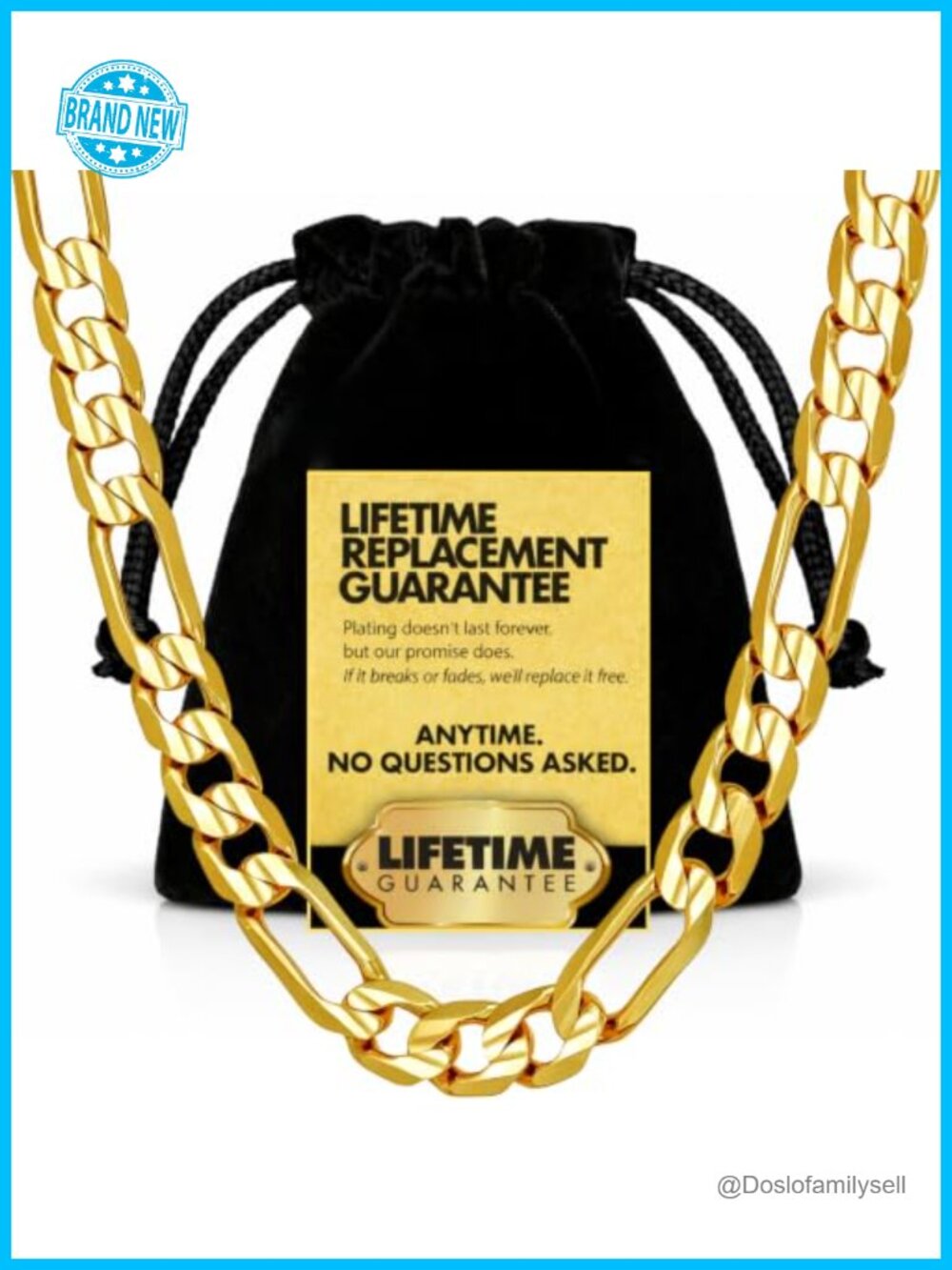 24k Gold Plated Figaro Chain Necklace Diamond Cut Lobster Clasp Unisex
